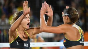 Laura Ludwig und Kira Walkenhorst haben im Finale die Brasilianerinnen besiegt. Foto: AFP