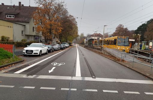 Seit einem Jahr haben Rad- und Autofahrer zwischen Fellbach und Augsburger Platz jeweils eine Spur zur Verfügung. Foto: Stadt Stuttgart