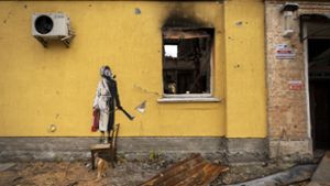 Banksy hat sich in der Ukraine verewigt. Foto: dpa/Banksy