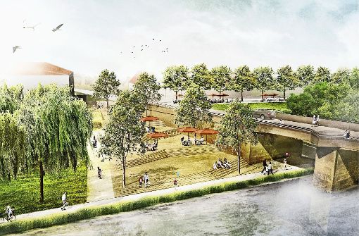 Eine Visualisierung aus dem vorigen Jahr zeigt, wie  idyllisch  es einmal in Besigheim am Fluss werden soll. Foto: Stadtverwaltung Besigheim
