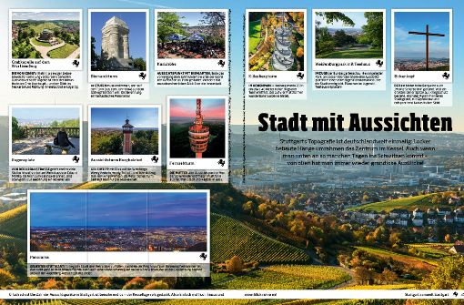 Stuttgart, die Stadt mit Aussichten: Eine der  52 Sammelseiten im neuen Panini-Album. Foto: Juststickit