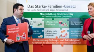 Erst am vergangenen Mittwoch haben die beiden SPD-Regierungsmitgleider Hubertus Heil und Franziska Giffey den neuen Gesetzentwurf präsentiert, der Familien mit geringeren Einkommen helfen soll. Foto: dpa
