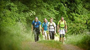 Die größte Strecke ist geschafft:  Teilnehmer der 24-Stunden-Wanderung  nahe  des Kleinheppacher Kopfes bei Korb. Foto: Gottfried Stoppel