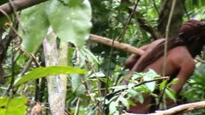 Dieses Standbild eines Videos zeigt einen Ureinwohner im brasilianischen Amazonas-Gebiet, der offenbar der letzte Vertreter seines Volkes ist. Alle anderen Stammesmitglieder wurden wahrscheinlich von Viehzüchtern getötet. Foto: AP/Fundação Nacional do Índio (Funai)