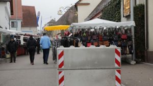 Tonnenschwere Brocken stehen am Eingang zum Martinimarkt. Foto: Patricia Sigerist