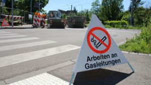 Die Arbeiten an der Gasleitung in Bad Cannstatt könnten bis nächste Woche andauern. Foto: 7aktuell.de/Jens Pusch