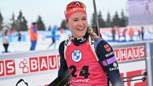 Denise Herrmann-Wick hat die Goldmedaille im Sprint gewonnen. Foto: dpa/Martin Schutt