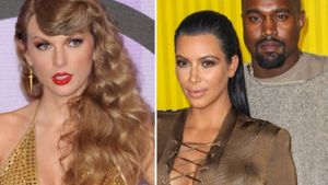 Taylor Swift (li.) lag viele Jahre mit Kim Kardashian und Kanye West im Streit. Foto: Press Line Photos/Shutterstock.com / Tinseltown/Shutterstock.com