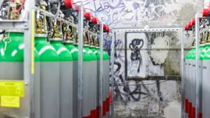 An der Wand im Keller des Kunstmuseums findet man Graffiti. Foto: LICHTGUT/Max Kovalenko