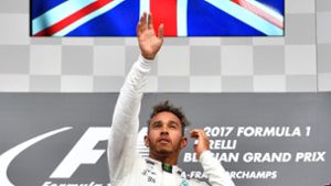 Mercedes-Fahrer Lewis Hamilton freute sich über den Sieg in Spa. Foto: AFP