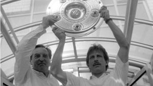 Deutscher Meister 1992 in Leverkusen – mit dem VfB: Der damalige Präsident Gerhard Mayer-Vorfelder und Trainer Christoph Daum Foto: imago/Horstmüller