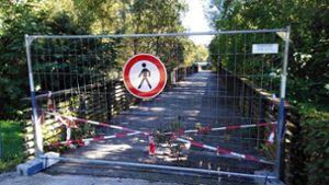 Ungewisse Zukunft: Die Murkenbachbrücke am Rande des Böblinger Stadtgartens Foto: mis