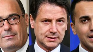 Wird das die neue Regierungsmannschaft in Rom? Nicola Zingaretti, Chef des PD (links), Giuseppe Conte (Mitte) und Sterne-Chef Luigi Di Maio (rechts) Foto: AFP