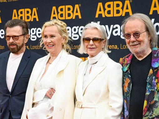 (v..n.r.): Björn Ulvaeus, Agnetha Fältskog, Anni-Frid Lyngstad und Benny Andersson aka ABBA. Foto: imago/TT