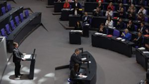 Redebeitrag von Sebastian Hartmann (SPD) bei der hitzigen Debatte über die Wahlrechtsreform Foto: AFP/ODD ANDERSEN