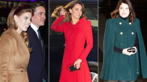 Schick in schönen Mänteln: Prinzessin Beatrice, Herzogin Kate und Prinzessin Eugenie (von links) Foto: Imago/Zuma Press