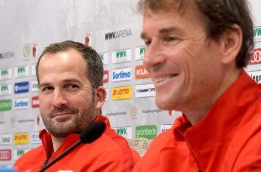 Manuel Baum (links) und Jens Lehmann sind nicht mehr Teil des Trainerteams des FC Augsburg. Foto: dpa