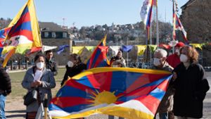 Der tibetische Volksaufstand von 1959 hat sich an diesem Donnerstag gejährt – daran erinnert die Aktion. Foto: Lichtgut/Leif Piechowski