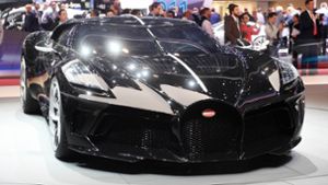 Bugatti stellte beim Genfer Autosalon „La Voiture Noire“ vor – einen mehrere Millionen Euro teuren Luxuswagen. Foto: dpa