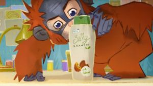 Als Werbefilm nicht zugelassen: Der kleine Held von „Rang Tan“ ärgert sich über ein Shampoo mit Palmöl. Foto: Youtube