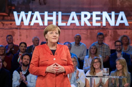 Kanzlerin Angela Merkel in der ARD-„Wahlarena“. Foto: dpa