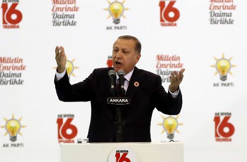 Der türkische Präsident Erdogan Mitte August bei einer Rede in Ankara Foto: AFP