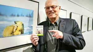 Norbert Rosing bei der Vernissage in der Leica-Galerie in Stuttgart. Foto: Dominic Pencz