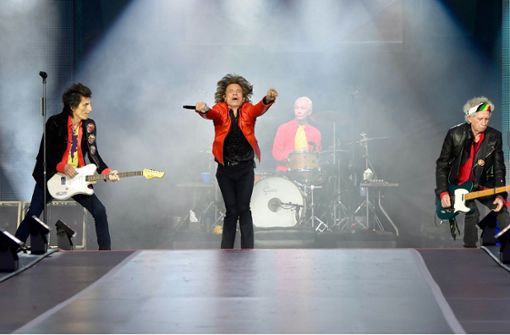 Da geht noch immer was! Die Herren Ron Wood, Mick Jagger, Charlie Watts und Keith Richards (von links) bei ihrem Auftritt in Berlin am vergangenen Wochenende Foto: AFP
