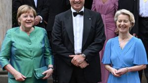 Angela Merkel, Markus Söder und Ursula von der Leyen in Bayreuth (v.l.n.r.). Foto: CHRISTOF STACHE/AFP via Getty Images