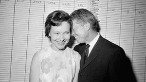 Rosalynn und Jimmy Carter 1966 in Carters Wahlkampfzentrale. Foto: dpa/Horace Cort