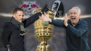 Trainerduell: Domenico Tedesco (li./RB) gegen Freiburgs Christian Streich. Foto: Imago/Sven Simon