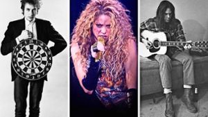 Taugen die Songs von Bob Dylan, Shakira und Neil Young (von links) inzwischen auch als Kapitalanlage? Foto: Sony/Don Hunstein, imago/Zuma, Warner/Emily Dyan Ibarra