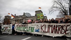 Im November vorigen Jahres demonstrierten Fridays for Future und andere NGOs nahe dem Berliner Reichstag. Jetzt wird der Protest von der  Straße ins Netz verlegt. Foto: dpa/Christoph Soeder