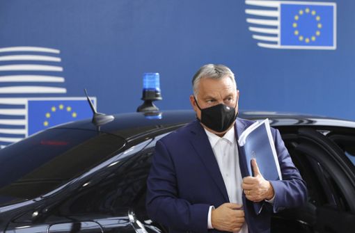 Ungarns Ministerpräsident Viktor Orbán fordert   Polen   auf, gegenüber Brüssel nicht einzuknicken Foto: AP/Olivier Matthys