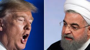 Die Präsidenten Donald Trump und Hassan Ruhani: wer stellt hier die Bedingungen für ein Treffen? Foto: dpa