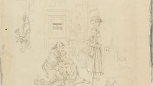 Theodor Christoph Schüz: „Familie vor der offenen Kirchentür, der Predigt zuhörend“ (1858) Foto: dpa