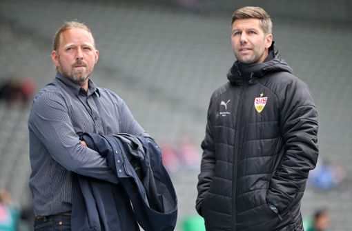 Zwei aus dem VfB-Triumvirat der Zukunft: Sven Mislintat und Thomas Hitzlsperger Foto: Baumann
