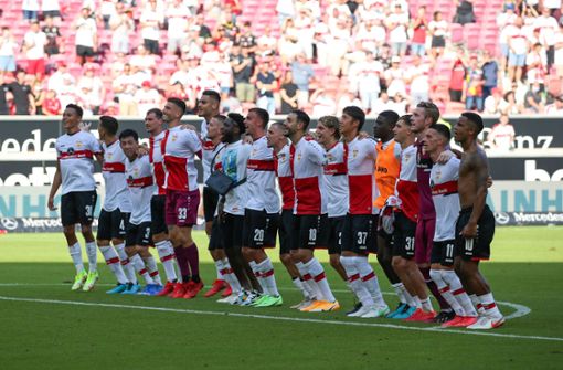 Große Freude bei den Profis des VfB Stuttgart. Foto: Pressefoto Baumann/Alexander Keppler