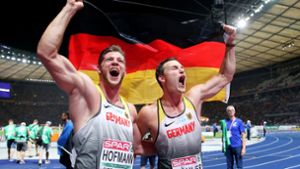 Vize- und Europameister: Andreas Hofmann und Thomas Röhler in Berlin. Foto: Pressefoto Baumann