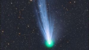 Das Foto zeigt Komet 12P/Pons-Brooks, aufgenommen am 2. März 2024 im Astronomischen Zentrum Martinsberg in Österreich. Foto: Michael Jäger/AZM/dpa