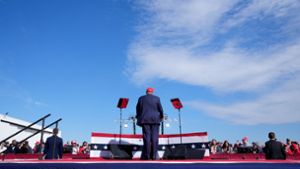 Donald Trump bei der Wahlkampfveranstaltung in Vandalia im US-Bundesstaat Ohio. Foto: Jeff Dean/AP/dpa
