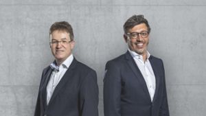 Sie stehen am 18. Juli auf der Mitgliederversammlung als Präsidentschaftskandidaten des VfB Stuttgart zur Wahl: Pierre-Enric Steiger (links) und Claus Vogt Foto: dpa/Dennis Kupfer