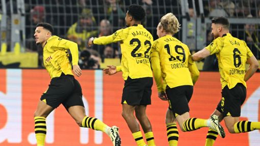 Jadon Sancho (l) erzielte früh das 1:0 für Borussia Dortmund. Foto: Federico Gambarini/dpa