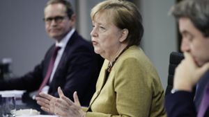 Bundeskanzlerin Angela Merkel (CDU) und die Regierungschefs der Länder einigten sich am Dienstag  auf eine Verlängerung der  Lockdown-Regeln. Foto: AFP/MICHAEL KAPPELER