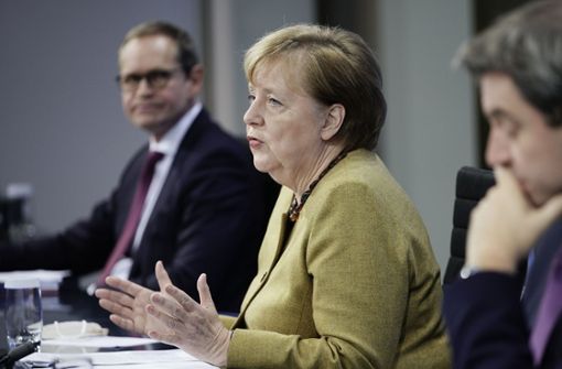 Bundeskanzlerin Angela Merkel (CDU) und die Regierungschefs der Länder einigten sich am Dienstag  auf eine Verlängerung der  Lockdown-Regeln. Foto: AFP/MICHAEL KAPPELER