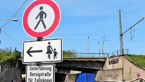 Die Unterführung Borsigstraße ist für Fußgänger gesperrt. Foto: Georg Friedel