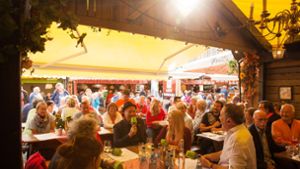Es darf gelacht werden: Der „Weindorf-Treff“ im vergangenen Jahr. Foto: Lichtgut/Leif Piechowski