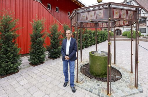 Hans-Martin Schempp lässt im Innenhof des Anwesens einen Brunnen sprudeln, auch sein Geld soll fließen. Foto: factum/Weise
