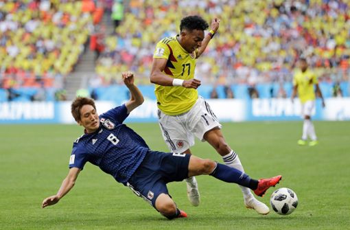 Japan siegt gegen Kolumbien in Gruppe H in Überzahl mit 2:1. Foto: AP