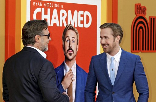 Russell Crowe und Ryan Gosling spielen die männlichen Hauptrollen in „The Nice Guys“. Foto: dpa